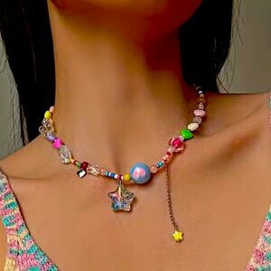 Y2K Candy Star Beaded Necklace